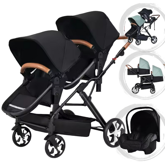 Présentation et possible configuration de notre Poussette double 3 en 1 - Jumo / Noir